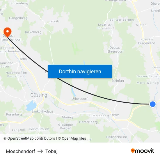 Moschendorf to Tobaj map