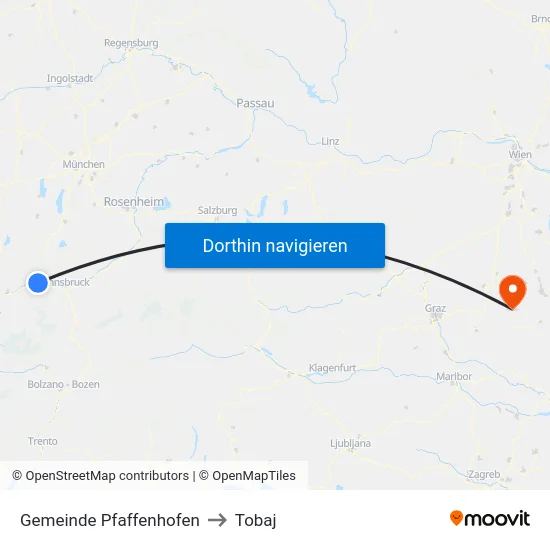 Gemeinde Pfaffenhofen to Tobaj map