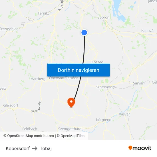 Kobersdorf to Tobaj map