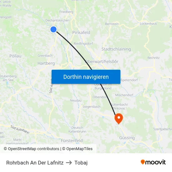 Rohrbach An Der Lafnitz to Tobaj map
