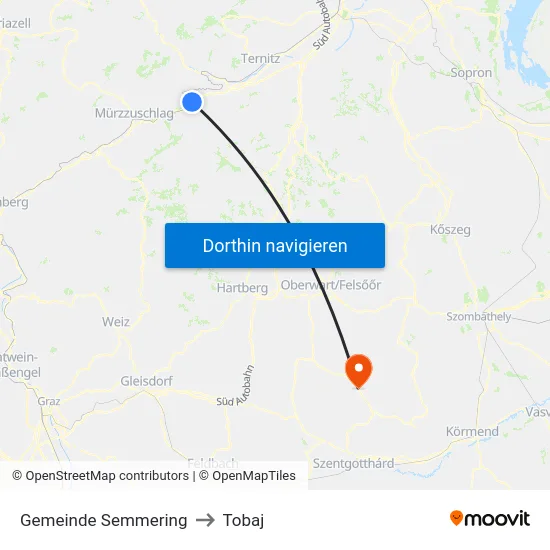 Gemeinde Semmering to Tobaj map