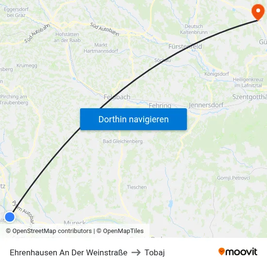 Ehrenhausen An Der Weinstraße to Tobaj map