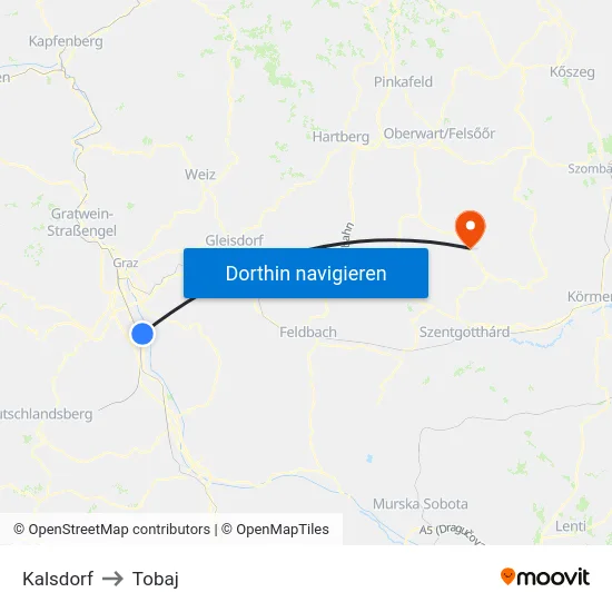 Kalsdorf to Tobaj map