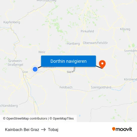 Kainbach Bei Graz to Tobaj map