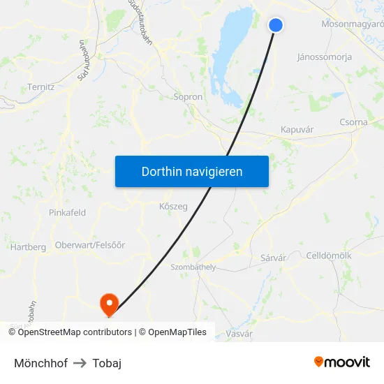 Mönchhof to Tobaj map