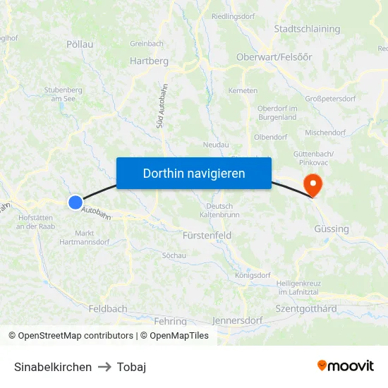 Sinabelkirchen to Tobaj map
