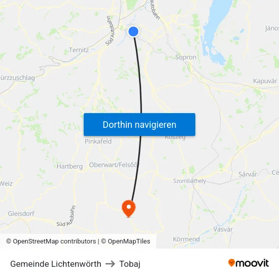 Gemeinde Lichtenwörth to Tobaj map