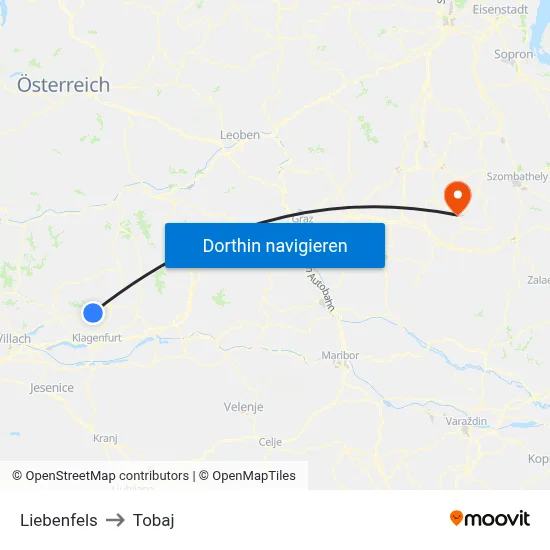 Liebenfels to Tobaj map