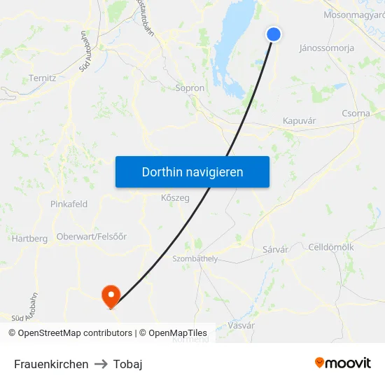 Frauenkirchen to Tobaj map