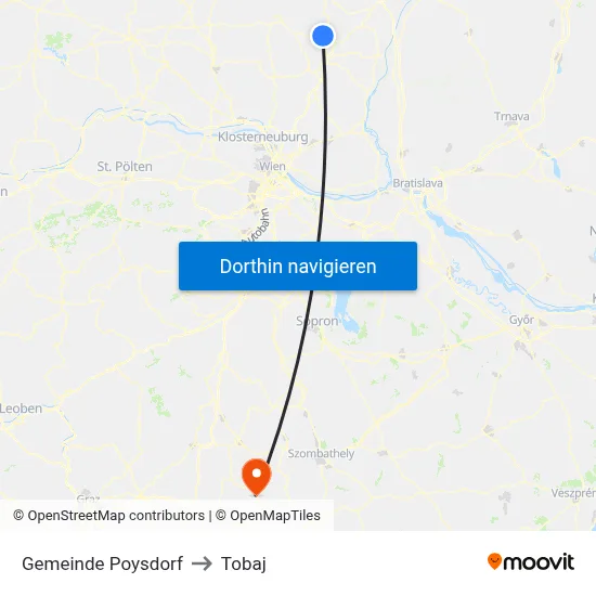 Gemeinde Poysdorf to Tobaj map