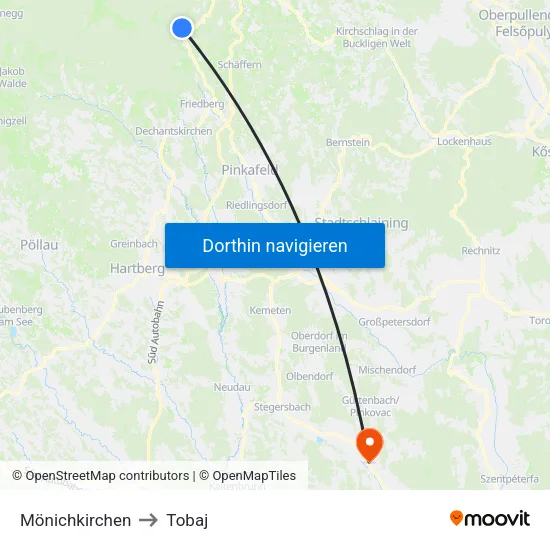 Mönichkirchen to Tobaj map