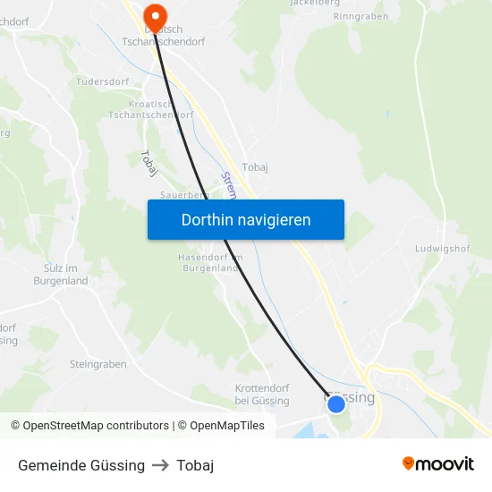 Gemeinde Güssing to Tobaj map