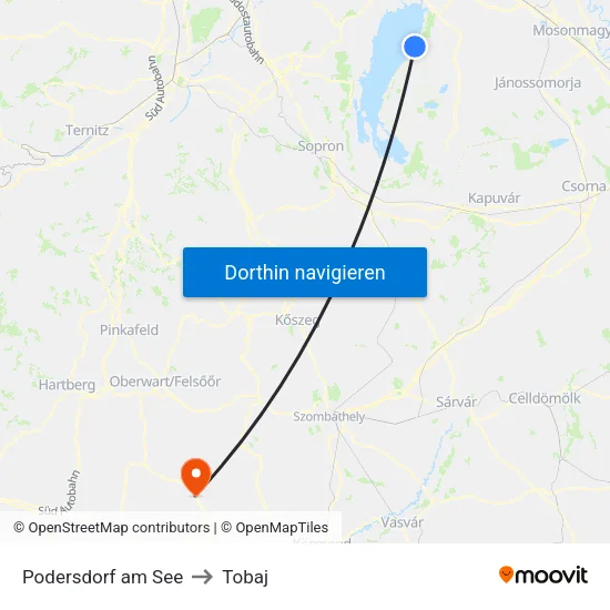 Podersdorf am See to Tobaj map