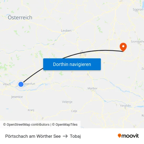 Pörtschach am Wörther See to Tobaj map