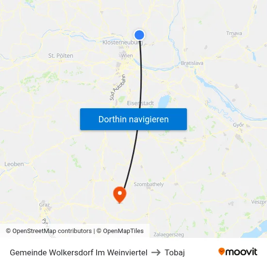 Gemeinde Wolkersdorf Im Weinviertel to Tobaj map