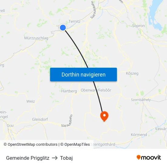 Gemeinde Prigglitz to Tobaj map