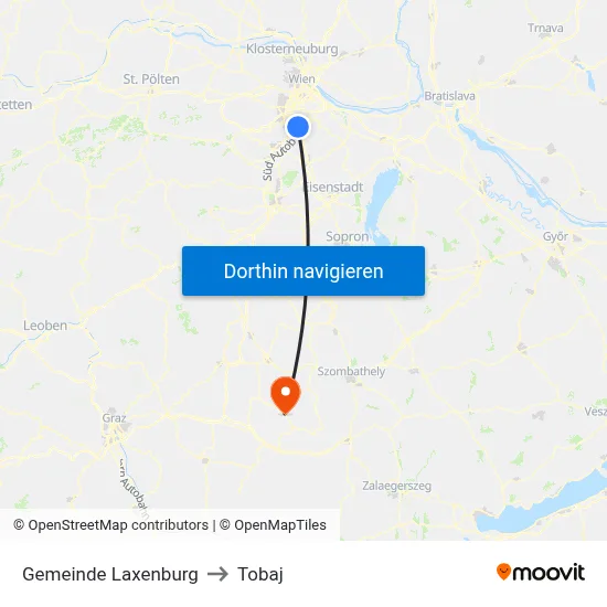 Gemeinde Laxenburg to Tobaj map
