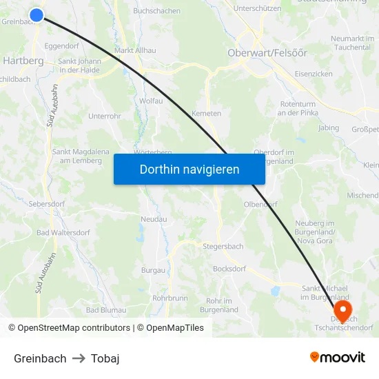 Greinbach to Tobaj map