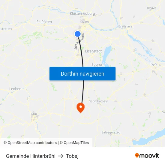Gemeinde Hinterbrühl to Tobaj map