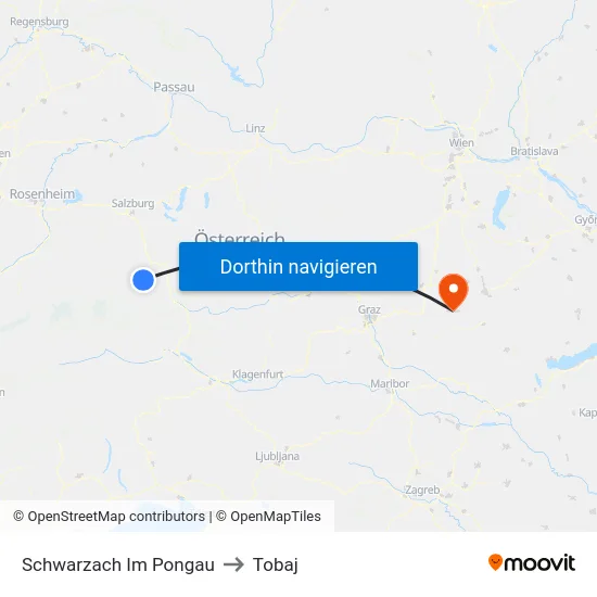 Schwarzach Im Pongau to Tobaj map