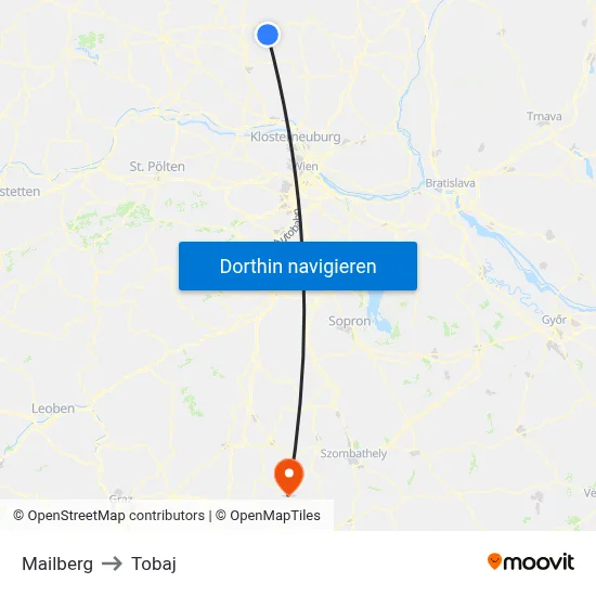 Mailberg to Tobaj map