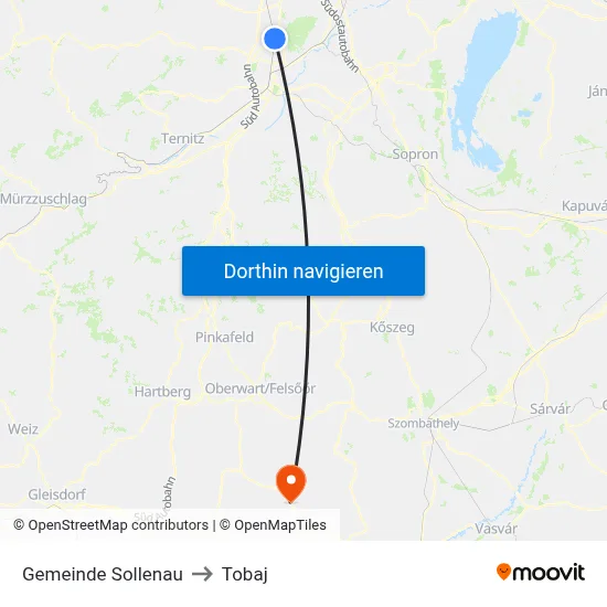 Gemeinde Sollenau to Tobaj map