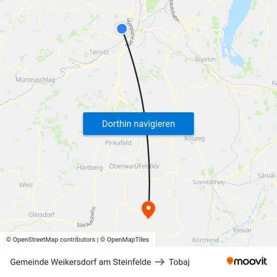 Gemeinde Weikersdorf am Steinfelde to Tobaj map