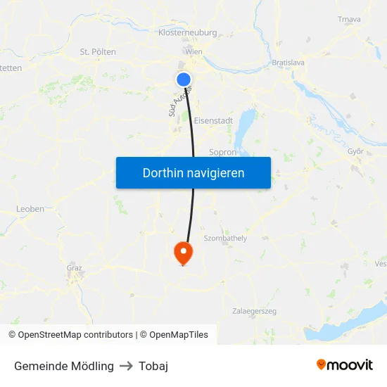 Gemeinde Mödling to Tobaj map