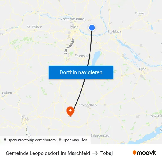 Gemeinde Leopoldsdorf Im Marchfeld to Tobaj map