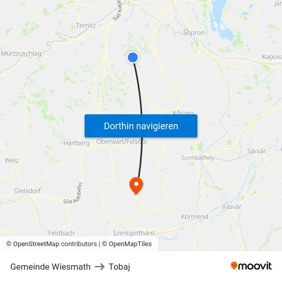 Gemeinde Wiesmath to Tobaj map