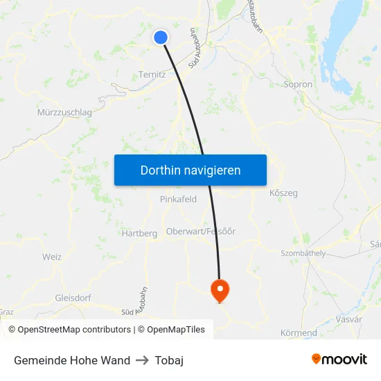 Gemeinde Hohe Wand to Tobaj map