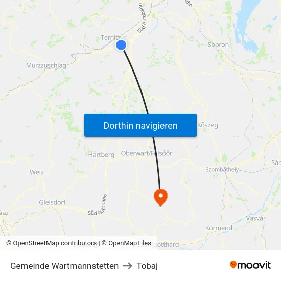 Gemeinde Wartmannstetten to Tobaj map