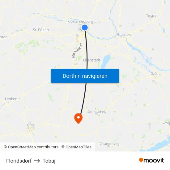 Floridsdorf to Tobaj map