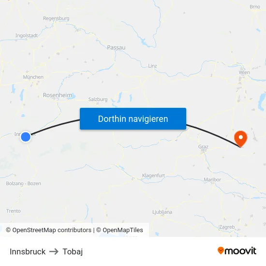 Innsbruck to Tobaj map