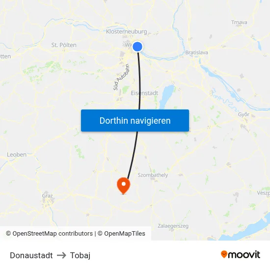 Donaustadt to Tobaj map