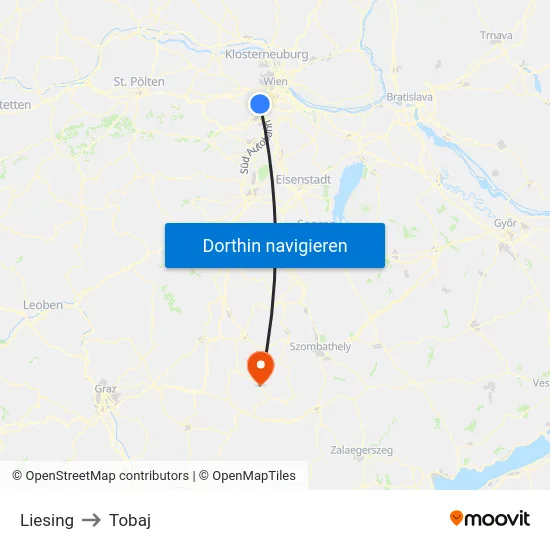 Liesing to Tobaj map