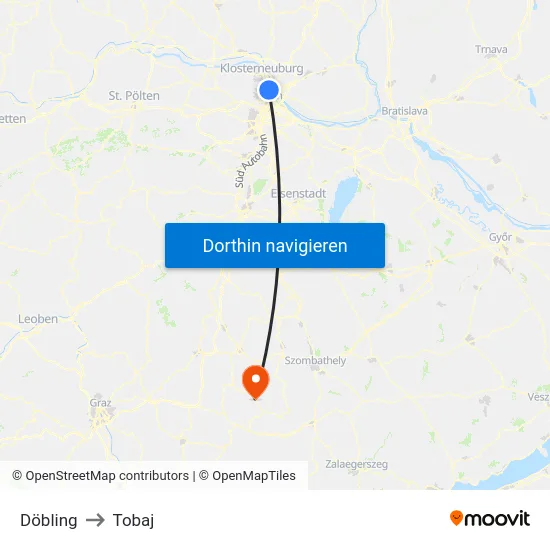 Döbling to Tobaj map