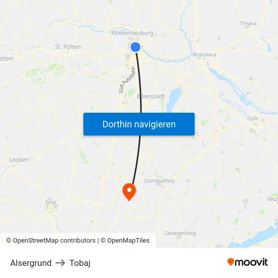 Alsergrund to Tobaj map