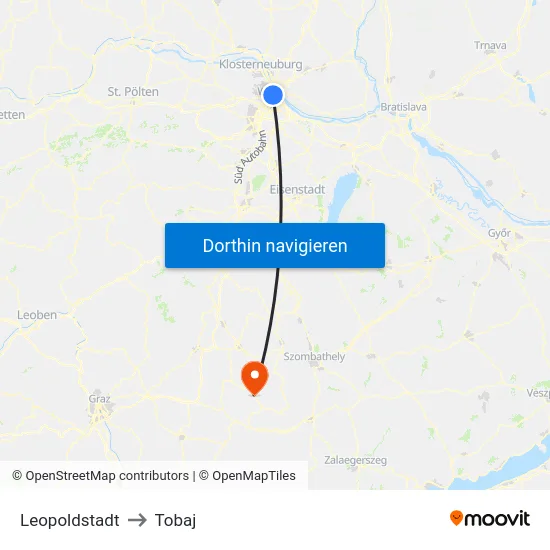 Leopoldstadt to Tobaj map