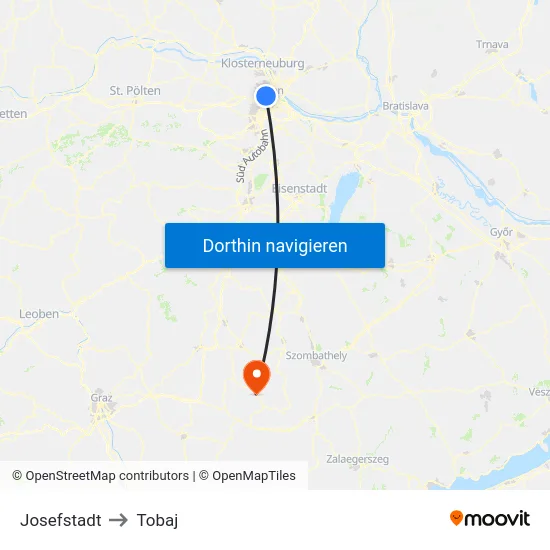 Josefstadt to Tobaj map
