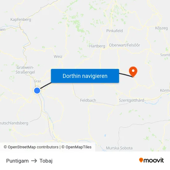 Puntigam to Tobaj map