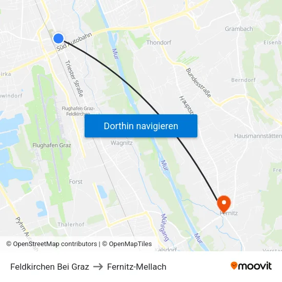 Feldkirchen Bei Graz to Fernitz-Mellach map