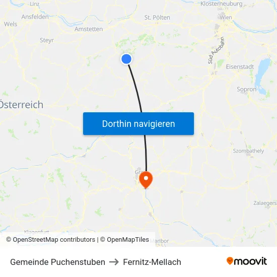 Gemeinde Puchenstuben to Fernitz-Mellach map