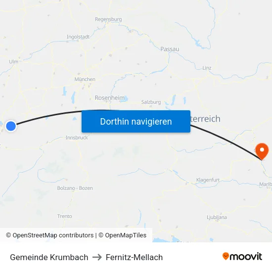 Gemeinde Krumbach to Fernitz-Mellach map