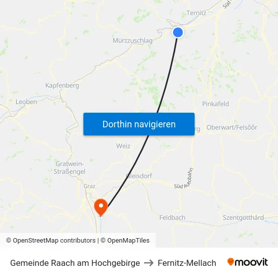 Gemeinde Raach am Hochgebirge to Fernitz-Mellach map