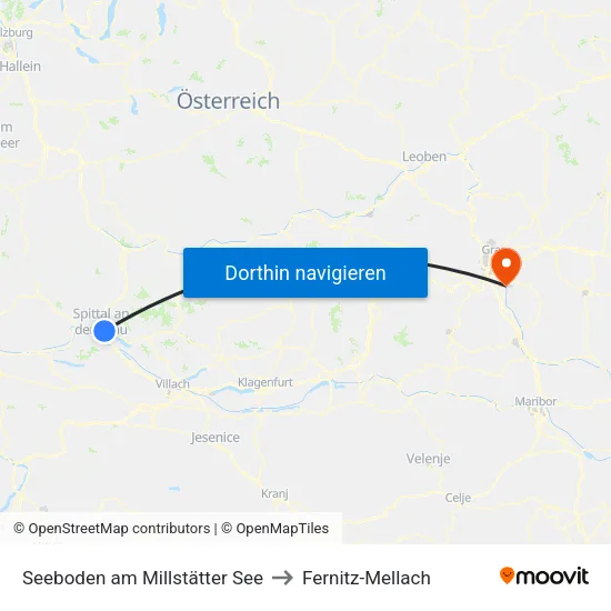 Seeboden am Millstätter See to Fernitz-Mellach map