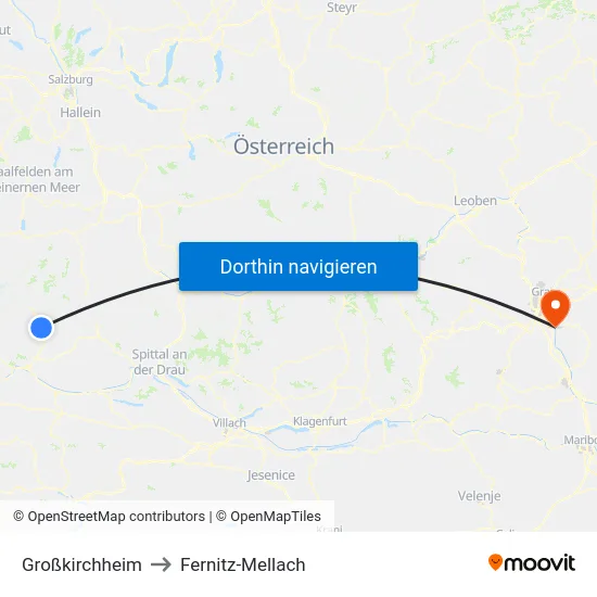 Großkirchheim to Fernitz-Mellach map