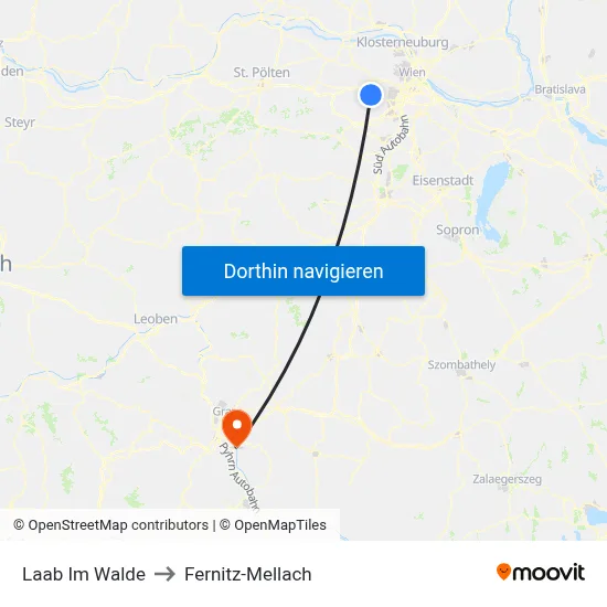 Laab Im Walde to Fernitz-Mellach map