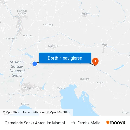 Gemeinde Sankt Anton Im Montafon to Fernitz-Mellach map