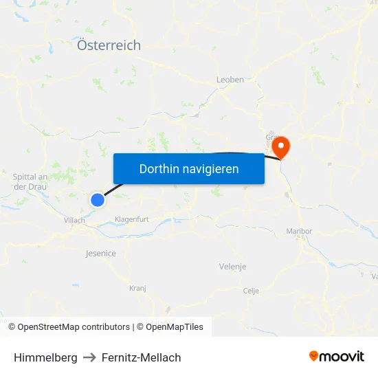 Himmelberg to Fernitz-Mellach map